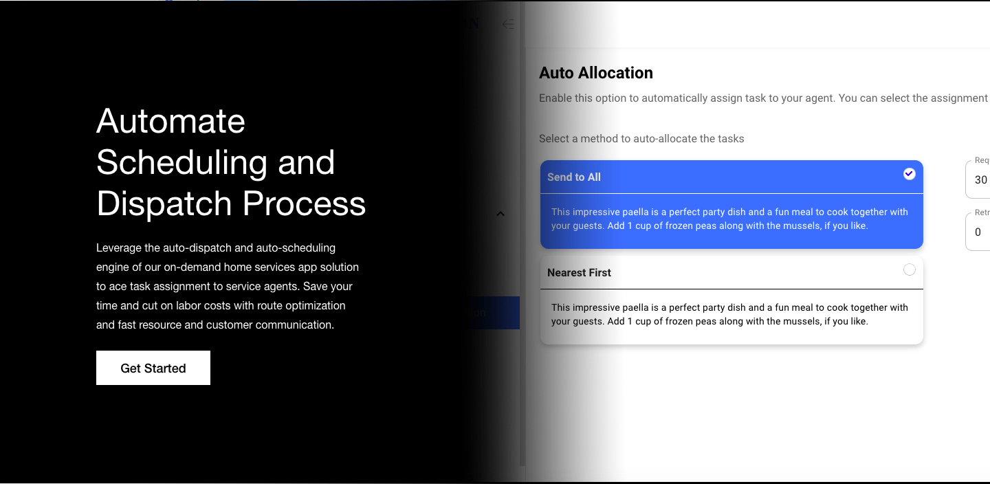 On-Demand Home Services Scheduling Software - Auto-dispatch and auto assignment to reduce manual inefficiencies. Optimize routes for quick service turnaround time