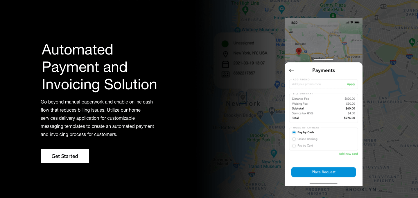 On-Demand Home Services Solutions- Create customized payment templates to process invoices for customers.